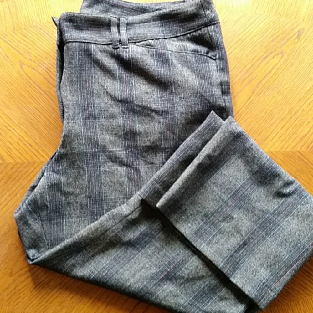 Lane Bryant Red and Gray Trousers with Straight Leg Fit
